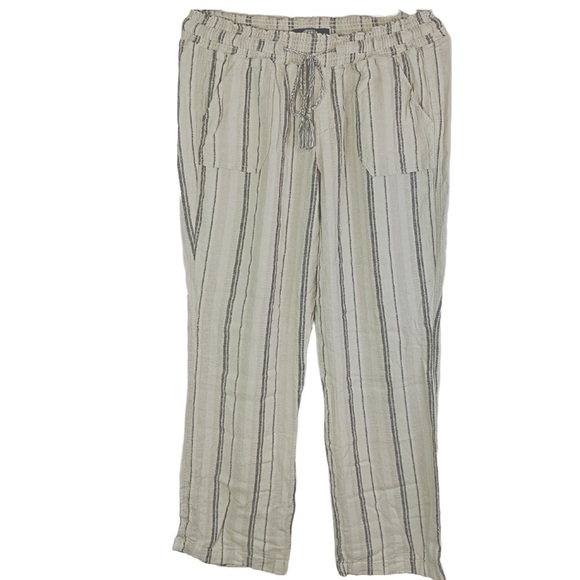 Rewash Paper Bag Wide Leg Striped Linen Blend Pants XL - Picture 1 of 13